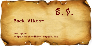 Back Viktor névjegykártya